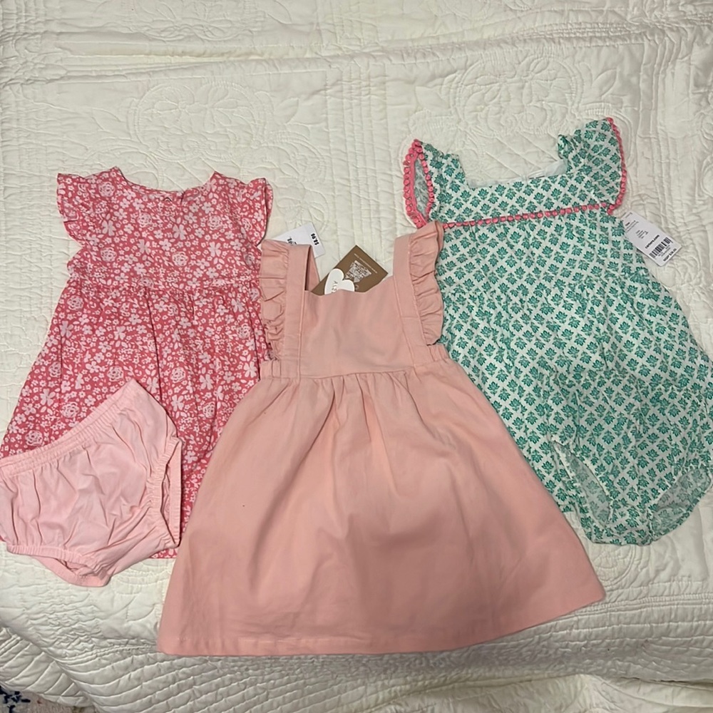 NWT 9-12 month girls dresses bundle, Carters and Angel Dear